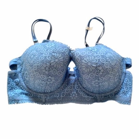NWT Aerie Sky Blue Lace Balcinette Bra, Size 40DD - Picture 3 of 16